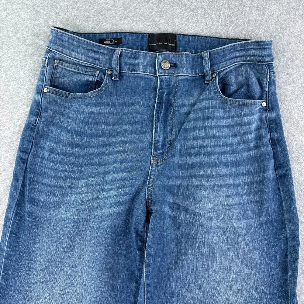 White House Black Market Jeans Womens 12 Blue Wide Leg High Rise Soft Stretch